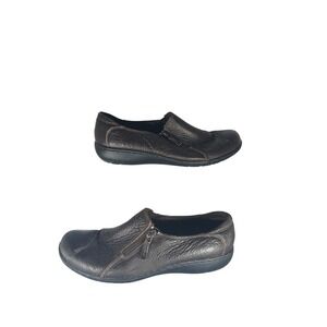 Clarks Bendables Loafers 8M Brown Leather Zip Comfort Shoes 80633